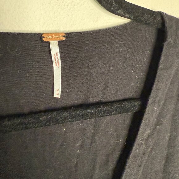 Free People Women's Black Diana V Neck‎ Midi Wrap Dress - Size M Medium - Picture 4 of 7